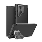 Samsung S25 Ultra NILLKIN QIN PRO tok álló, bőr hatású FLIP, kameravédő, FEKETE