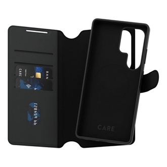 Samsung S25 Ultra PANZERGLASS CARE TANGO TWO-IN-ONE tok álló, bőr hatású FLIP, kivehető telefonvédő, FEKETE