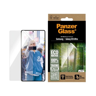 Samsung S25 Ultra PANZERGLASS ECO MATRIX képernyővédő üveg flexibilis, karcálló + segédkeret, ÁTLÁTSZÓ