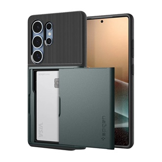 Samsung S25 Ultra SPIGEN SLIM ARMOR CS szilikon telefonvédő műanyag hátlap, légpárnás sarok, SÖTÉTZÖLD