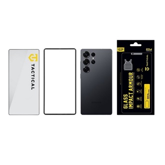 Samsung S25 Ultra TACTICAL IMPACT ARMOUR GLASS képernyővédő üveg 3D, antibakteriális + segédkeret, FEKETE