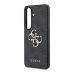 Samsung S26 GUESS 4G BIG METAL LOGO műanyag telefonvédő ütésállóság, bőr hatású hátlap, FEKETE
