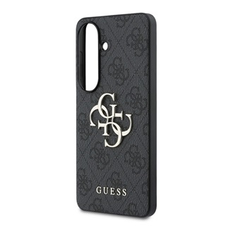 Samsung S26 GUESS 4G BIG METAL LOGO műanyag telefonvédő ütésállóság, bőr hatású hátlap, FEKETE