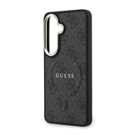 Samsung S26 GUESS 4G EMBOSSED RING szilikon telefonvédő ütésállóság, bőr hatású hátlap, FEKETE