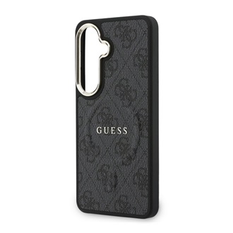Samsung S26 GUESS 4G EMBOSSED RING szilikon telefonvédő ütésállóság, bőr hatású hátlap, FEKETE