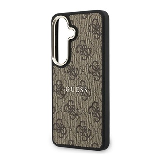 Samsung S26 GUESS 4G EMBOSSED RING szilikon telefonvédő ütésállóság, bőr hatású hátlap, SÖTÉTBARNA