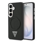 Samsung S26 GUESS EMBOSSED RING TRIANGLE LOGO szilikon telefonvédő ütésállóság, bőr hatású hátlap, FEKETE