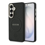 Samsung S26 GUESS SAFFIANO PEONY EMBOSSED RING szilikon telefonvédő ütésállóság, bőr hatású hátlap, FEKETE