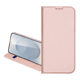 Samsung S26 Plus DUX DUCIS SKIN PRO tok álló, bőr hatású FLIP, asztali tartó, RÓZSASZÍN