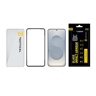 Samsung S26 TACTICAL IMPACT ARMOUR GLASS képernyővédő üveg 3D, antibakteriális + segédkeret, FEKETE