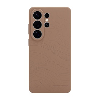 Samsung S26 Ultra TACTICAL BEAVER szilikon telefonvédő mikrofiber plüss belső, topográfiai minta, SÖTÉTBARNA