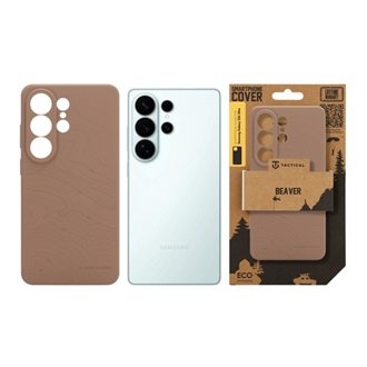 Samsung S26 Ultra TACTICAL BEAVER szilikon telefonvédő mikrofiber plüss belső, topográfiai minta, SÖTÉTBARNA