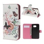 Samsung S6 Gigapack tok álló, bőr hatású FLIP, kör, FEHÉR