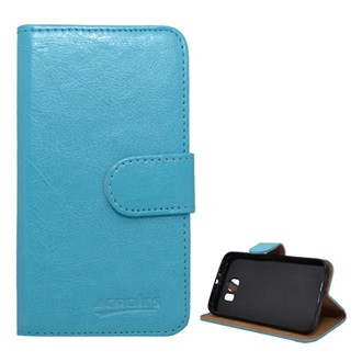 Samsung S6 Gigapack tok álló, bőr hatású FLIP, prémium, VILÁGOSKÉK