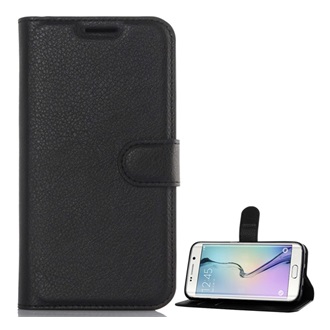 Samsung S7 EDGE Gigapack tok álló, bőr hatású FLIP, prémium, FEKETE
