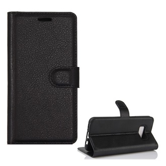 Samsung S8 Gigapack tok álló, bőr hatású FLIP, prémium, FEKETE