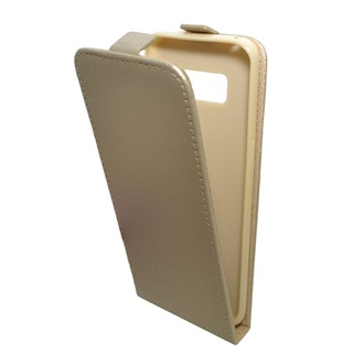 Samsung S8 Gigapack tok álló, bőr hatású FLIP, szilikon tartó, ARANY