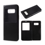 Samsung S8 Plus Gigapack tok álló, bőr hatású FLIP, ablakos, FEKETE