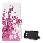 Samsung S8 Plus Gigapack tok álló, bőr hatású FLIP, virág, FEHÉR