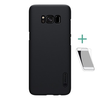 Samsung S8 Plus NILLKIN SUPER FROSTED műanyag telefonvédő gumírozott, érdes felület + képernyővédő fólia, FEKETE
