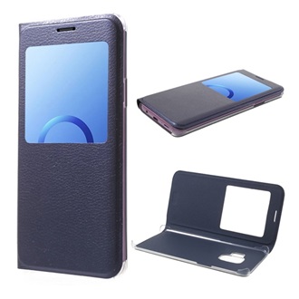Samsung S9 Gigapack tok álló, bőr hatású FLIP, ablakos, SÖTÉTKÉK
