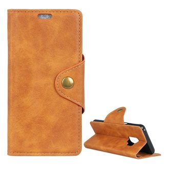 Samsung S9 Gigapack tok álló, bőr hatású FLIP, prémium, BARNA