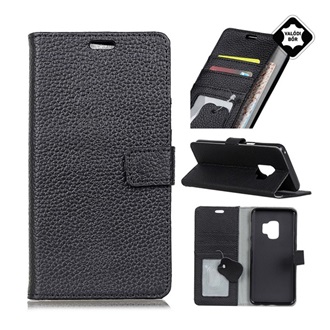 Samsung S9 Gigapack tok álló, valódi bőr FLIP, asztali tartó, FEKETE