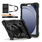 Samsung Tab A11 LTE / Tab A11 WIFI GIGAPACK Defender műanyag telefonvédő ütésállóság, 360° + kézpánt, FEKETE