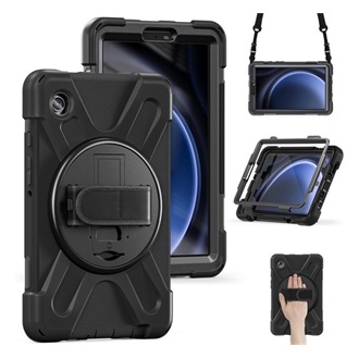 Samsung Tab A9 LTE Gigapack Defender műanyag telefonvédő ütésállóság, vállpánt, FEKETE