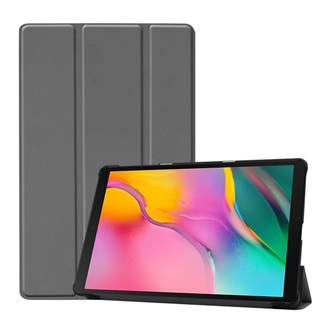 Samsung Tab A 10.1 LTE (2019) Gigapack Tok álló, bőr hatású aktív FLIP, asztali tartó, SÖTÉTSZÜRKE