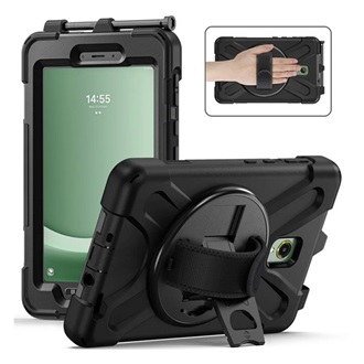 Samsung Tab Active 5 LTE Gigapack Defender műanyag telefonvédő ütésállóság, 360° + kézpánt, FEKETE