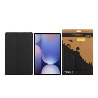 Samsung Tab S10 Lite WIFI TACTICAL BOOK TRIFOLD tok álló, bőr hatású aktív FLIP, asztali tartó, FEKETE