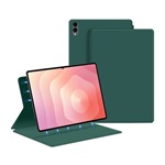 Samsung Tab S11 Ultra 5G GIGAPACK Tok álló, bőr hatású aktív FLIP, asztali tartó, SÖTÉTZÖLD