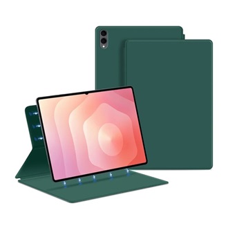 Samsung Tab S11 Ultra 5G GIGAPACK Tok álló, bőr hatású aktív FLIP, asztali tartó, SÖTÉTZÖLD