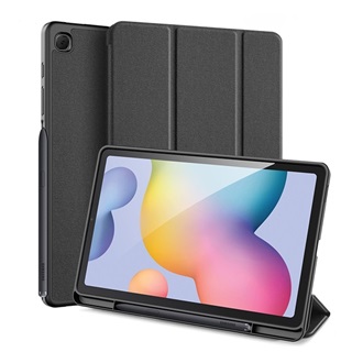 Samsung Tab S6 Lite 10.4 LTE DUX DUCIS DOMO tok álló, bőr hatású aktív, textil minta, FEKETE