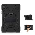 Samsung Tab S6 Lite 10.4 LTE Gigapack Defender műanyag telefonvédő ütésállóság, 360° + kézpánt, FEKETE