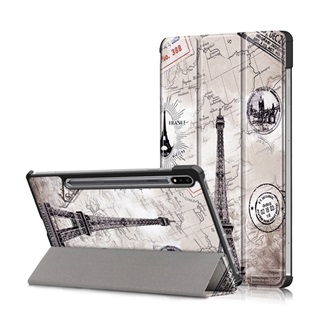 Samsung Tab S8 LTE Gigapack Tok álló, bőr hatású aktív FLIP, Eiffel toronY, VILÁGOSSZÜRKE