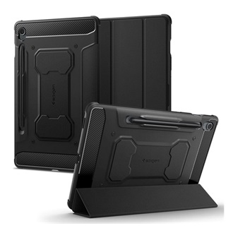 Samsung Tab S9 FE LTE SPIGEN RUGGED ARMOR PRO tok álló aktív FLIP, ceruza tartó, FEKETE