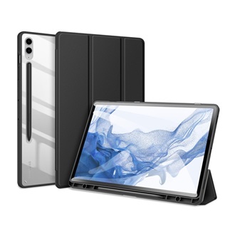 Samsung Tab S9 FE Plus LTE DUX DUCIS TOBY tok álló, bőr hatású aktív FLIP, ceruza tartó, FEKETE