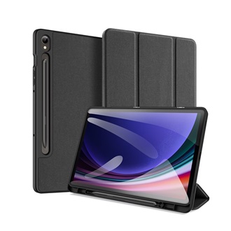 Samsung Tab S9 FE WIFI DUX DUCIS DOMO tok álló, bőr hatású aktív, textil minta, FEKETE