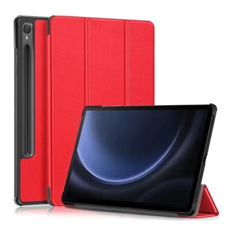 Samsung Tab S9 FE WIFI Gigapack Tok álló, bőr hatású aktív FLIP, ceruza tartó, PIROS