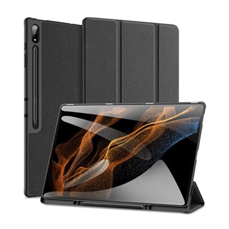 Samsung Tab S9 Ultra LTE DUX DUCIS DOMO tok álló, bőr hatású aktív, textil minta, FEKETE