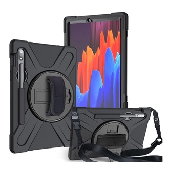 Samsung Tab S9 WIFI Gigapack Defender műanyag telefonvédő ütésállóság, vállpánt, FEKETE