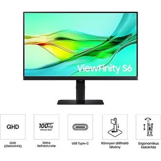 Samsung ViewFinity S60UD 32" IPS LED monitor fekete 100Hz (USB-C: 90W)