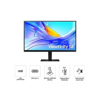 Samsung ViewFinity S80UD 32" VA LED monitor fekete (USB-C: 90W)