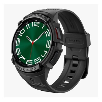 Samsung Watch 6 Classic 47mm SPIGEN RUGGED ARMOR PRO pótszíj egyedi méret, ütésállóság + szilikon keret, FEKETE