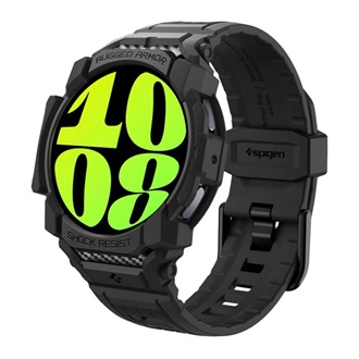 Samsung Watch 7 44mm SPIGEN RUGGED ARMOR PRO pótszíj egyedi méret, ütésállóság + szilikon keret, FEKETE