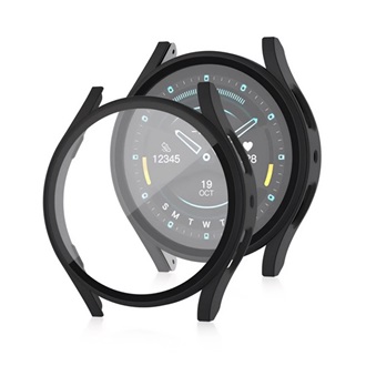 Samsung Watch 7 eSIM 40mm Gigapack Műanyag keret BUMPER, ütésállóság + kijelzővédő üveg, FEKETE