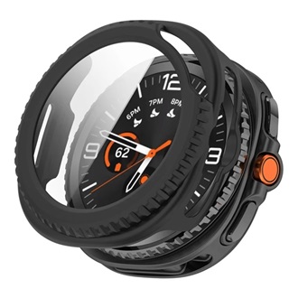 Samsung Watch 8 Classic 46mm GIGAPACK Műanyag keret BUMPER, ütésállóság + kijelzővédő üveg, FEKETE