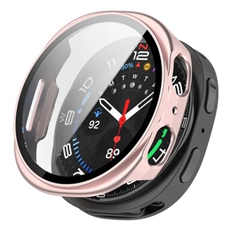 Samsung Watch 8 eSIM 44mm GIGAPACK Műanyag keret BUMPER, ütésállóság + kijelzővédő üveg, RÓZSASZÍN